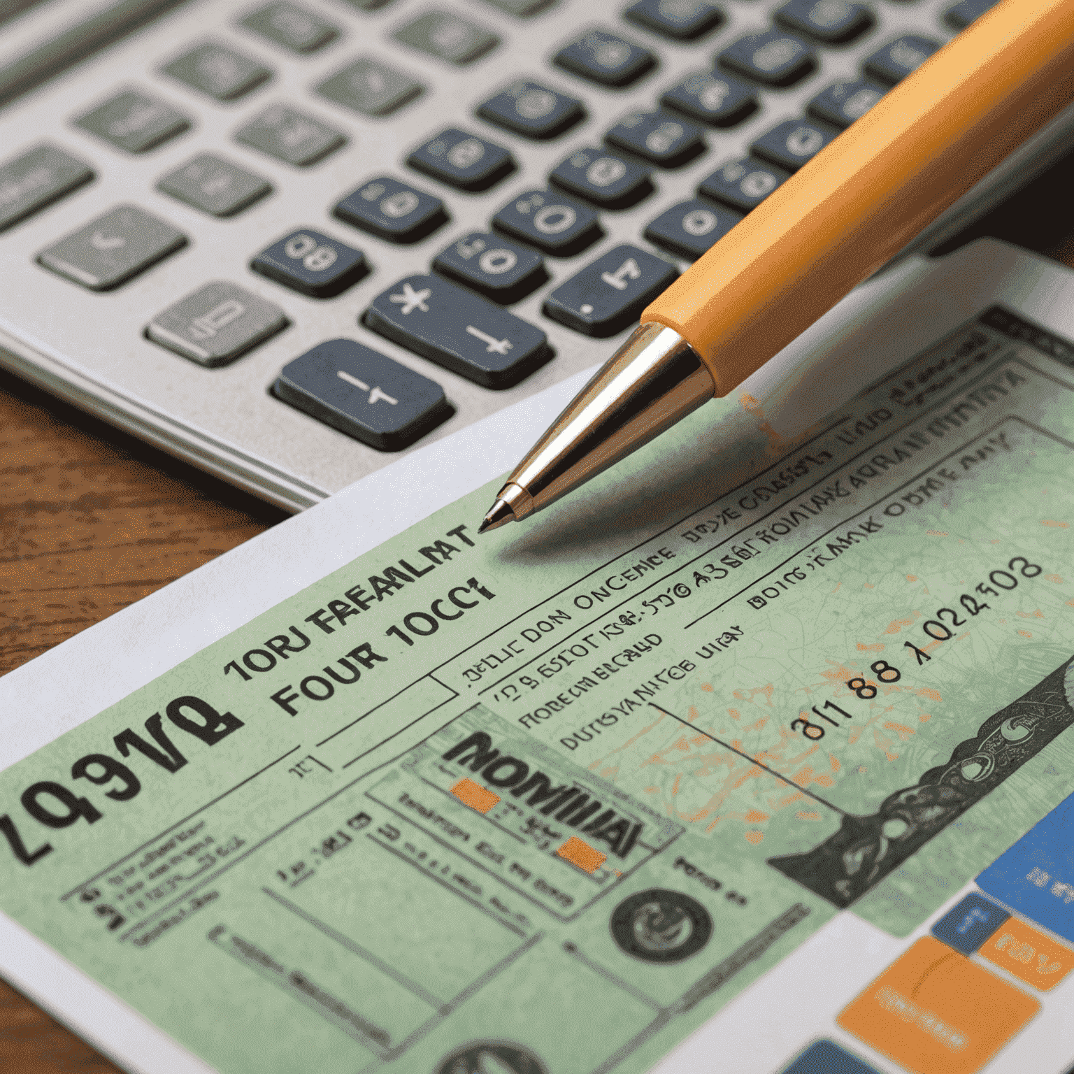 A close-up of a tax form being filled out with a pen, calculator, and South African currency in the background.